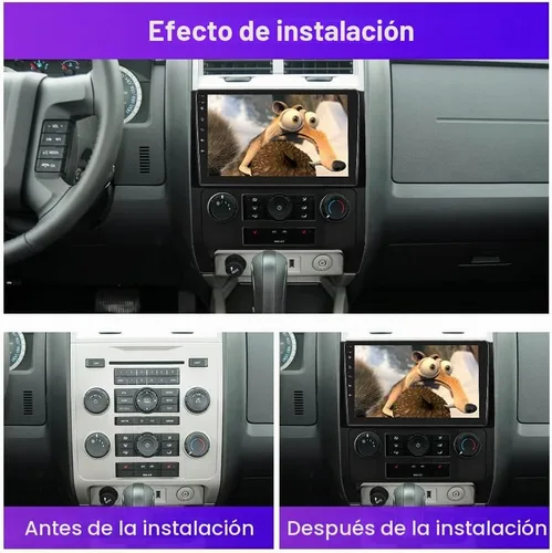 Vista 6 de 2G+64G Android 13 Estéreo de coche con Apple Carplay Android Auto para 2008-2012 Ford Escape Mazda Tribute 9 pulgadas pantalla táctil Radio de coche