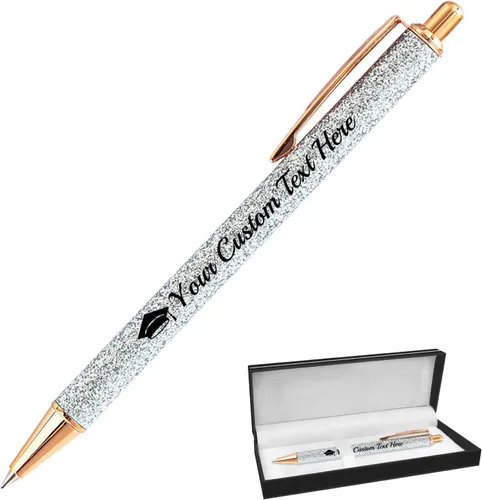 Vista 48 de Hasta 100 bolígrafos personalizados con nombre a granel, bolígrafo con purpurina de impresión personalizada, grabado gratis, texto con logotipo