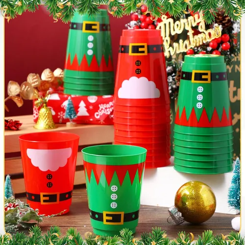 Vista 4 de Nuenen 24 vasos de Navidad reutilizables de 16 onzas para chocolate caliente, café, cerveza, helado, invierno, fiesta de Navidad, suministros