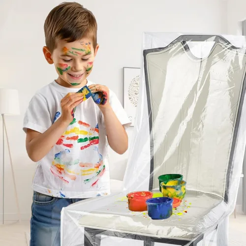 Vista 5 de Fundas para sillas de comedor, protectores impermeables para sillas de cocina, protector de asiento de silla de plástico transparente, mantén tu
