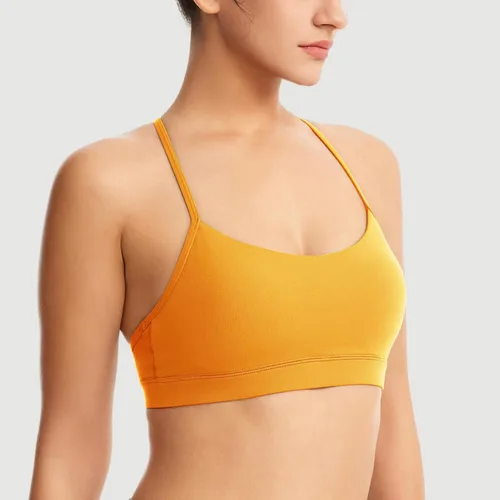 Vista 2 de Sujetadores deportivos acolchados para mujer, brasier deportivo sexy de línea larga entrecruzada, brasier deportivo de soporte medio con tirantes