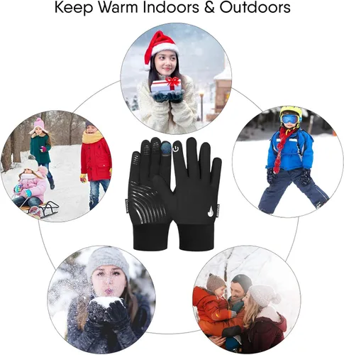 Vista 7 de SAWANS Guantes de ciclismo para niños y niñas, térmicos, resistentes al viento, antideslizantes, para pantalla táctil, de 4 a 12 años, guantes