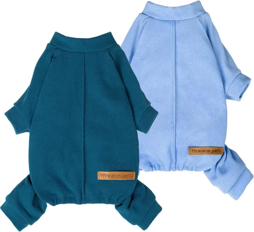 Vista 15 de Fitwarm Paquete de 2 pijamas de forro polar a rayas, ropa cálida de invierno para perros pequeños, niños y niñas, mameluco ligero para mascotas