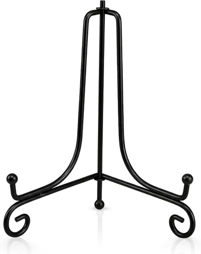 Vista 9 de Paquete de 2 soportes de exhibición de hierro, soporte para fotos de caballete de hierro negro, muestra marcos de fotos, platos decorativos