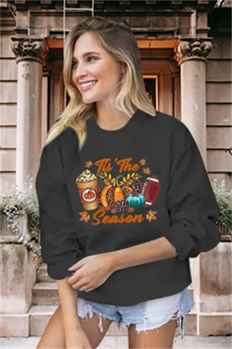 Vista 3 de FAYALEQ Sudadera de otoño para mujer, sudadera de otoño con diseño de calabaza, para el día del juego, camiseta de fútbol casual