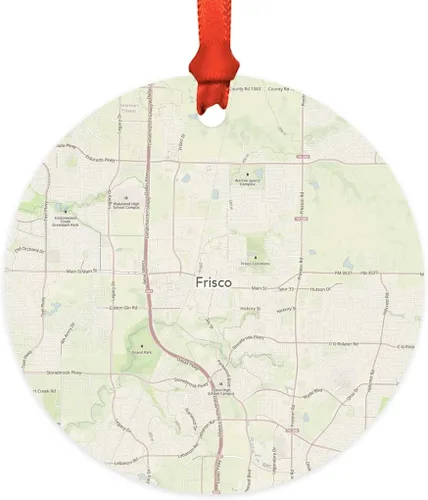 Vista 49 de Andaz Press Mapa de la ciudad de Estados Unidos redondo de madera natural MDF ornamento de Navidad, Akron, Ohio Vintage Mapa, 1 paquete, larga