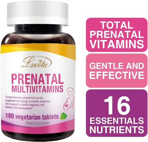 Vista 7 de LOVITA Vitaminas prenatales, hierro 27 mg, 180 tabletas vegetarianas