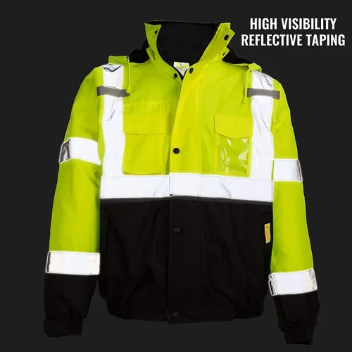 Vista 6 de WJ9011/12 - Chaqueta de seguridad para hombre, ANSI Clase 3 de alta visibilidad, impermeable