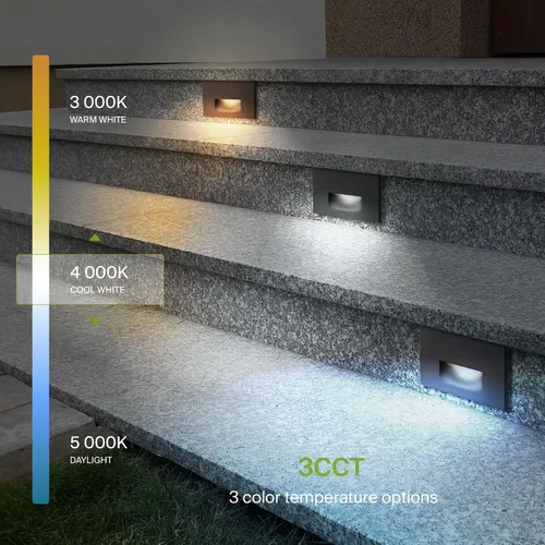 Vista 5 de ASD Lámpara LED Empotrada para Escalones, Iluminación de Peldaños para Escaleras de Exterior e Interior 3CCT, Regulable, Impermeable, Listado ETL
