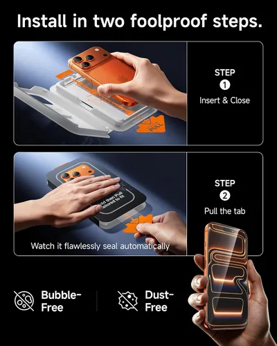 Vista 8 de SMARTDEVIL Paquete de 3 protectores de pantalla para iPhone 17 Pro, vidrio templado óptico transparente 9H, 2 veces resistencia a los impactos