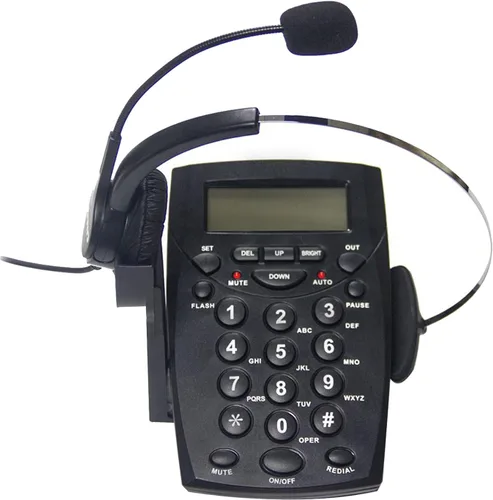 Vista 3 de Teléfono de centro de llamadas con auriculares con cancelación de ruido, micrófono y almohadilla de marcación para el centro de llamadas de casa