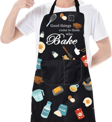 Vista 4 de CMNIM Delantales divertidos para mujeres y hombres, regalos para hornear para panaderos, delantal de cocina con bolsillo, regalos para amantes