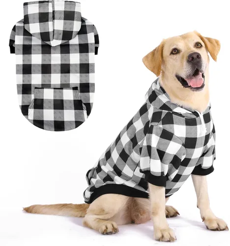 Vista 20 de KOOLTAIL Sudadera a cuadros con capucha, con gorro y bolsillo, para perros pequeños, medianos y grandes y gatos, abrigo suave y cálido para invierno