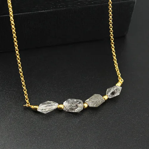 Vista 26 de Gempires Natural Raw Bar Crystals Pendant Necklace Handmade Jewelry 22 inch Adjustable Chain
