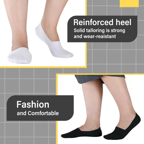 Vista 2 de 10 pares de calcetines invisibles para mujeres y hombres, calcetines de corte bajo de seda de hielo, calcetines delgados invisibles antideslizantes