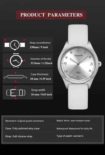 Vista 5 de Reloj de moda impermeable para mujer, esfera acentuada con cristal, correa de silicona, reloj de pulsera deportivo de cuarzo analógico, regalo