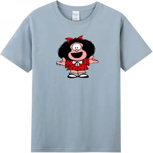 Vista 10 de Mafalda Happy - Camiseta de manga corta para mujer adulta Negro