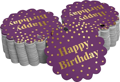 Vista 54 de Etiquetas de papel para colgar con texto en inglés «Happy Birthday» (50 unidades)