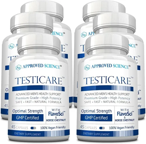 Vista 8 de Approved Science TestiCare - Soporte testicular para venas - Castaño de Indias, Hamamelis - 1 botella - 45 cápsulas - Vegano