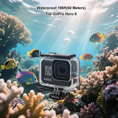 Vista 7 de Suptig Funda impermeable protectora para buceo subacuático compatible con GoPro Hero 8, color negro, resistente al agua, 196 pies (196.9 ft)