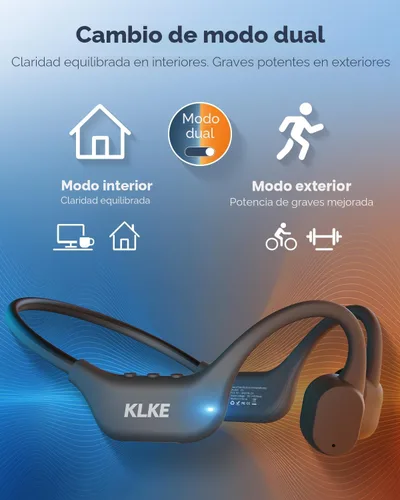 Vista 5 de Auriculares de conducción ósea de oído abierto, IP66 impermeable, auriculares con transductor integrado para correr con modo dual, luz de seguridad
