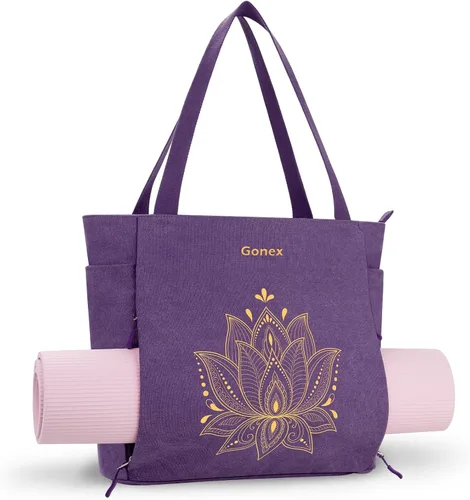 Vista 13 de Gonex Bolsa para Esterilla de Yoga, Bolsa Grande con Múltiples Bolsillos para Mujeres y Hombres, Portador de Esterilla de Lona, Cremallera Completa