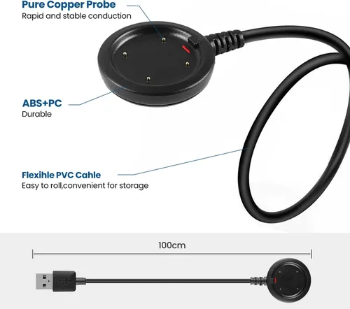 Vista 4 de RuenTech Compatible con Polar Ignite/Grit X/Vantage V2/Vantage V/Vantage M Cargador de repuesto de 3 pies USB Cable de carga Dock Soporte de carga
