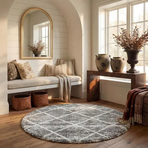 Vista 88 de SAFAVIEH Hudson Shag Collection - Alfombra decorativa de 2 x 3 pies, color beige y marfil, diseño moderno de enrejado, no desprende pelusa