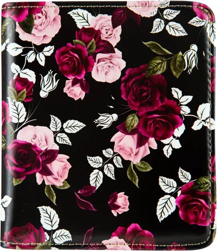 Vista 17 de Walle Rfid - Cartera pequeña y compacta con bolsillo plegable para mujer, minicarjetero de viaje con ventana de identificación, Cereza Negra, Lindo