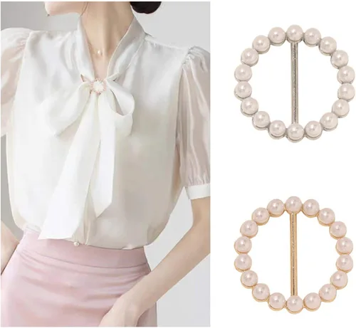 Vista 115 de 4 piezas de clip de anillo de bufanda para mujer, broche de perlas y flores, hebilla de metal para chal, accesorios de decoración para damas y niñas