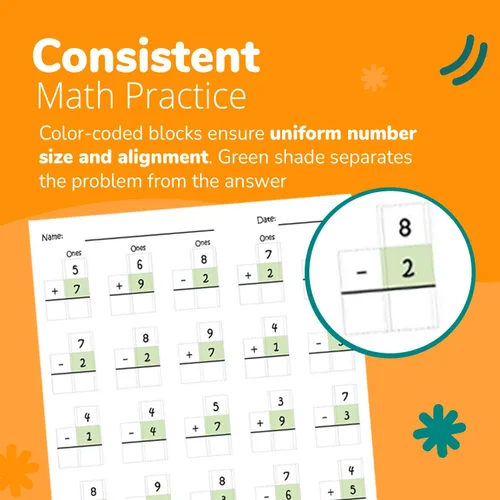 Vista 3 de Cuaderno de ejercicios de una página al día de Channie's para preescolar - estudiantes de primaria de 1º grado, práctica de matemáticas de un solo