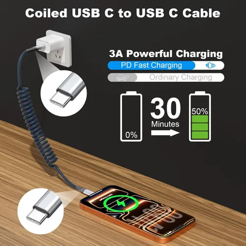 Vista 13 de Quickeep Cable USB C de 3 pies, paquete de 2 cables de carga USB C a USB C