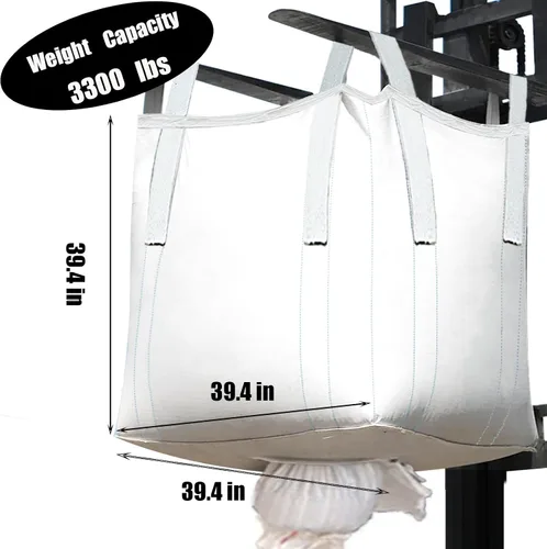 Vista 2 de Paquete de 10 bolsas a granel Aolikebao FIBC, bolsa de 1.5 toneladas, 39.4 pulgadas de largo x 39.4 pulgadas de ancho x 39.4 pulgadas de alto, 3300