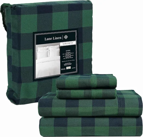 Vista 25 de LANE LINEN Sábanas de franela 100% algodón, doble cepillado para mayor suavidad, ropa de cama transpirable de algodón ligero tamaño matrimonial