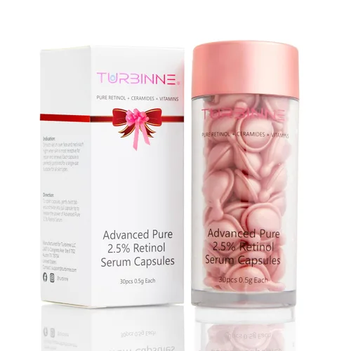 Vista 9 de TURBINNE Cápsulas de suero de retinol puro al 2.5%. Luce 5 años más joven en solo 30 días. Potente antienvejecimiento, hidratación profunda