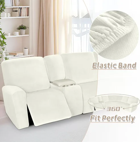 Vista 350 de Arfntevss Fundas de sofá seccional reclinable de terciopelo, Funda de sofá seccional de esquina para sofá reclinable, Funda elástica suave