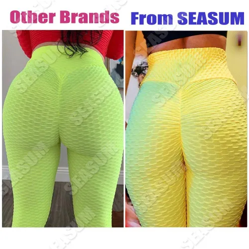Vista 38 de SEASUM - Pantalones de yoga de cintura alta para mujer, con control de abdomen y realce de glúteos, leggings favorecedores para entrenar y correr