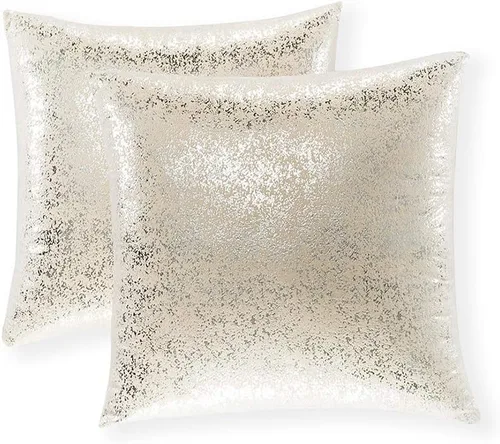 Vista 74 de Xinrjojo Juego de 2 almohadas brillantes en negro y dorado, almohadas suaves y brillantes decorativas, juego de fundas de almohada cuadradas negras