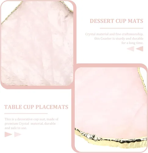 Vista 4 de Luxshiny Posavasos de cuarzo rosa, ágata de cristal, posavasos de piedra geoda, rebanadas de piedras preciosas irregulares para bar bebidas