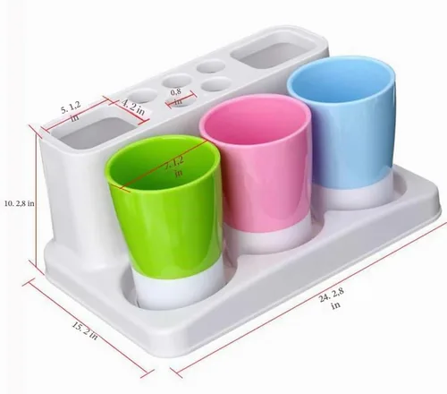 Vista 5 de Eslite - Soporte de pasta dental y cepillo de dientes para organizador de almacenamiento de baño.