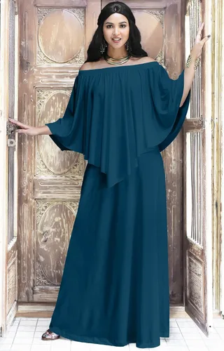 Vista 3 de KOH KOH Vestido largo de cóctel sin tirantes y sin hombros para mujer