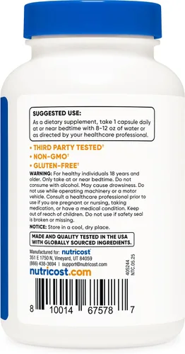 Vista 4 de Nutricost Melatonina 10 mg, 240 cápsulas, sin OMG y sin gluten