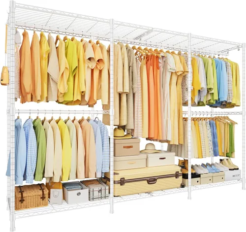 Vista 12 de ULIFHOME E14 Max - Perchero de ropa resistente, percheros independientes para colgar ropa, organizadores de armario ajustables y almacenamiento