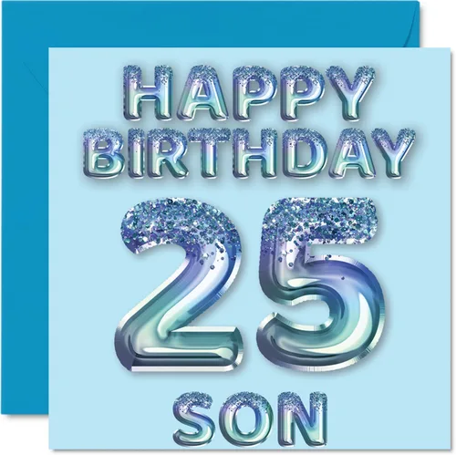 Vista 81 de Stuff4 Tarjeta de primer cumpleaños para niños, globo de fiesta con purpurina azul, tarjetas de feliz cumpleaños para niño de 1 año, nieto, hijo, 57