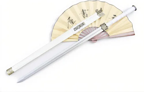 Vista 8 de Espada china, Han jian (hoja de acero al carbono medio, vaina blanca, aleación) longitud 39 pulgadas