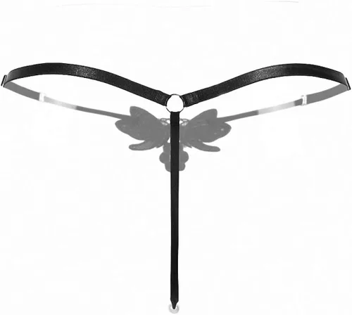Vista 4 de SAKVILSEC Tanga de cintura baja con bordado de mariposa para mujer