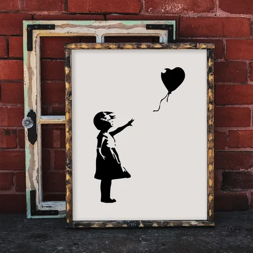 Vista 4 de Banksy Balloon Girl - Lienzo artístico, plantilla de graffiti