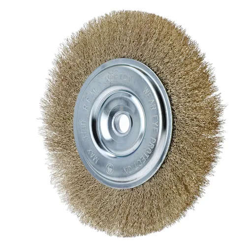 Vista 3 de Norton Clipper - Rueda de cepillo de alambre de 8 pulgadas para amoladora angular, rueda de latón recubierta para limpieza, cepillo de metal