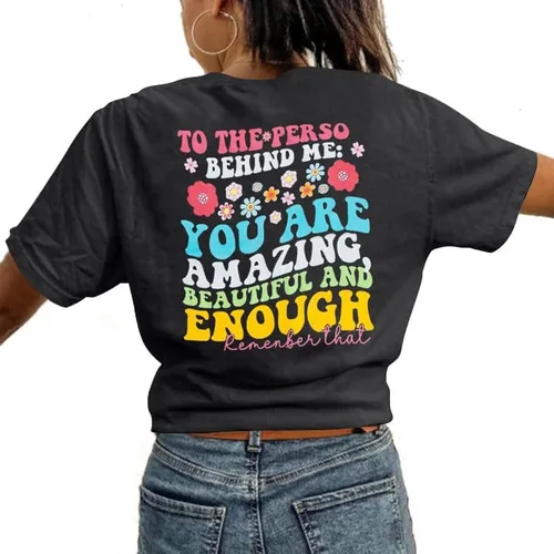 Vista 4 de MOUSYA You Matter to The Person Behind Me Tshirt You are Amazing Beautiful and Enough T-Shirt Women Casual O Neck Tee Tops