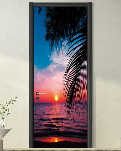 Vista 27 de FLFK Papel tapiz autoadhesivo extraíble para puerta de mar, 30.3 pulgadas de ancho x 78.7 pulgadas de largo, dividido en dos piezas